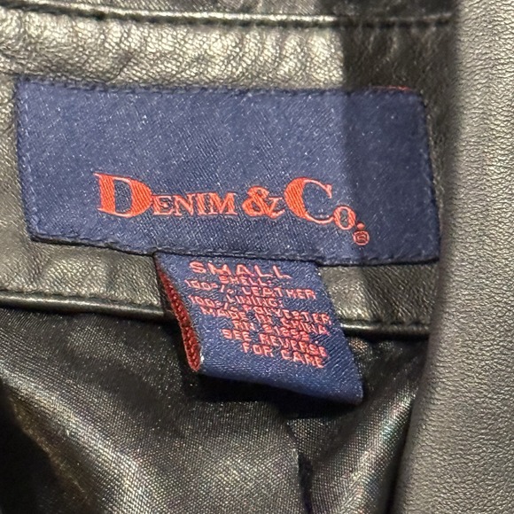 Denim & Co. Women's S Black Leather Jacke100% Leather Outer Shell - Picture 6 of 6